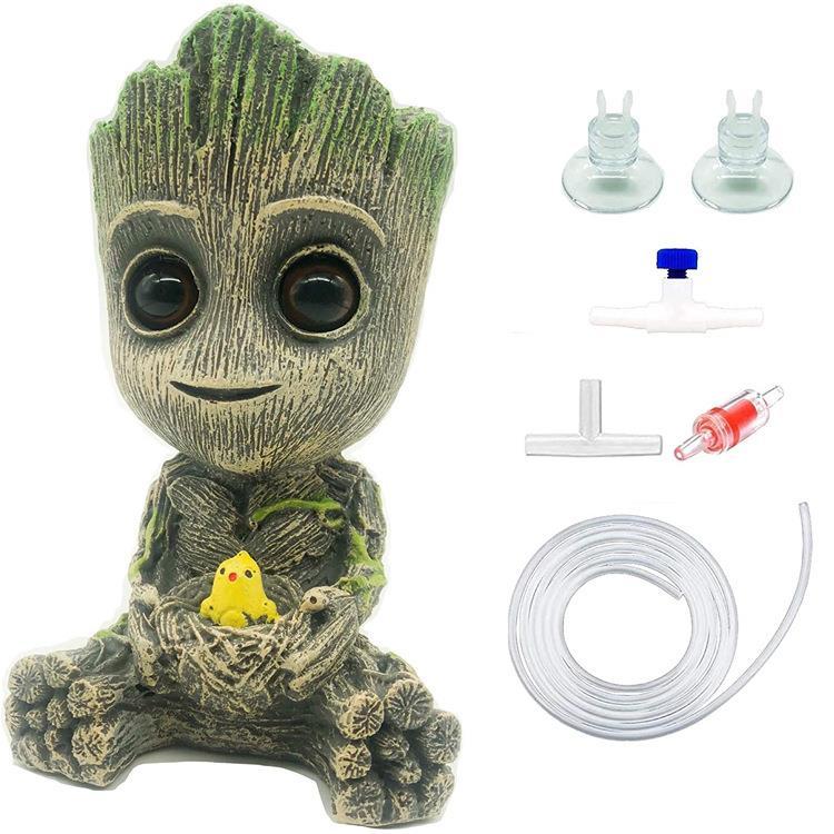 สินค้าใหม่พร้อมสต็อก Aquarium อุปกรณ์ภูมิทัศน์เรซิ่นนิวเมติกตกแต่งตู้ปลา Groot Tree Man Galaxy Guard