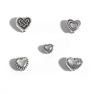 CHARMS ลูกปัดรูปหัวใจโบราณสีเงินสําหรับทําเครื่องประดับ 20-50 ชิ้น