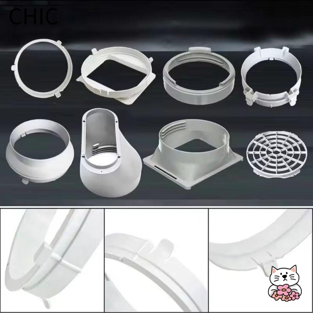 CHIC อะแดปเตอร์เชื่อมต่อท่อไอเสียเครื่องปรับอากาศ, ABS เปลี่ยนข้อต่อท่อไอเสีย, แบบพกพา ทรงกลม/สี่เหลี่ยม ท่ออะแดปเตอร์เครื่องปรับอากาศเคลื่อนที่