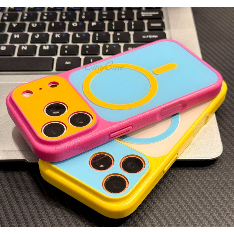 เคสแม่เหล็กเลนส์ตัดสีแคนดี้สําหรับ ไอโฟน iphone 17 16 15 14 13 โปรแม็กซ์ กันลื่นและป้องกันการตกฝาครอบป้องกันด้านหลัง