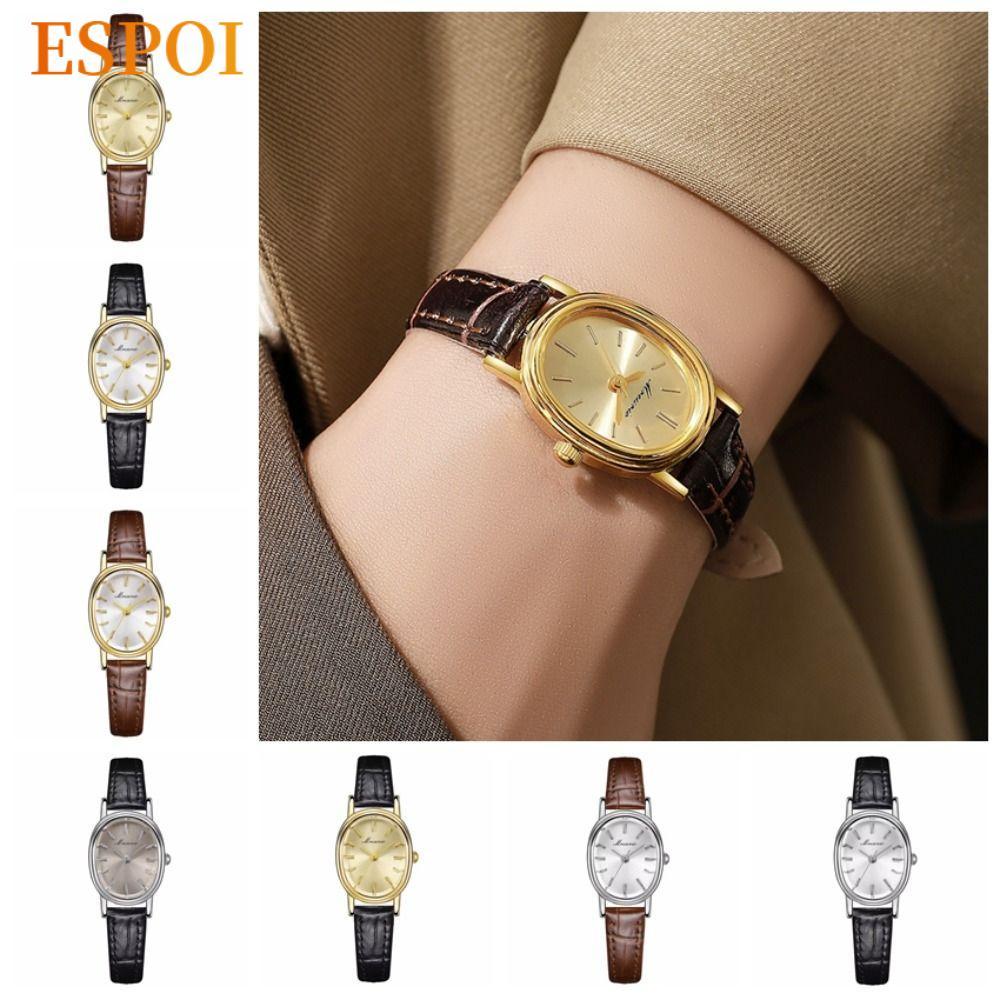 ESPOI ไข่รูปร่างสุภาพสตรีนาฬิกา, รูปไข่ควอตซ์นาฬิกาข้อมือ, หรูหราหนัง Faux โลหะผสมผู้หญิง Timepiece ของขวัญ