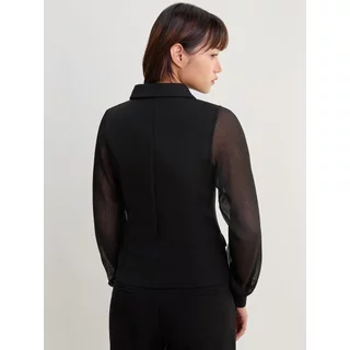 [Pomelo] เสื้อเชิ้ตแขนซีทรูเข้ารูป / Sheer Long Sleeve Shirt