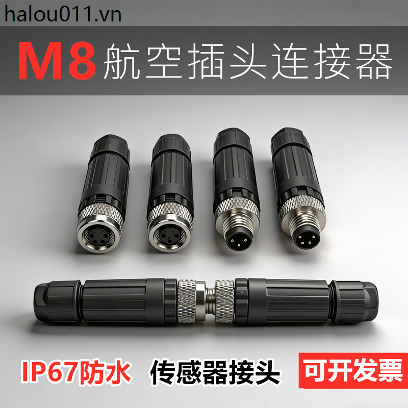 M8 Aviation Plug Sensor Proximity Switch สัญญาณเชื่อมต่อ 3-Core 4P กันน้ําชายหญิง Butt Connector IP6