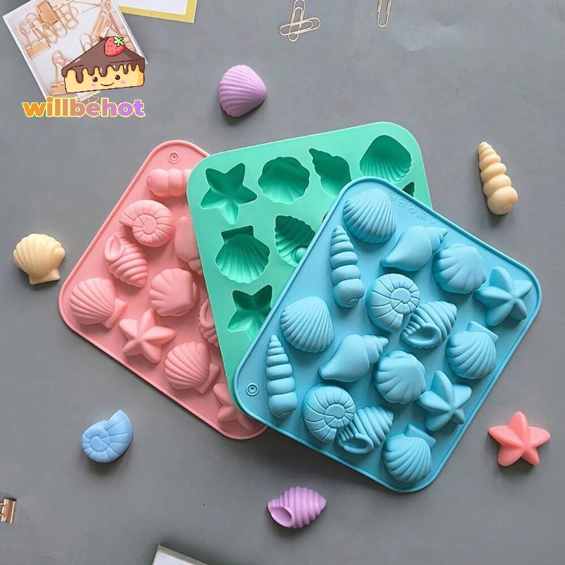 [Willbehot-t] แม่พิมพ์ซิลิโคนเปลือกหอยแบบใช้ซ้ําได้ Ocean Themed Non-Sti สําหรับช็อกโกแลต Fondant Candy Holiday Party อุปกรณ์อบขนม [ใหม่]