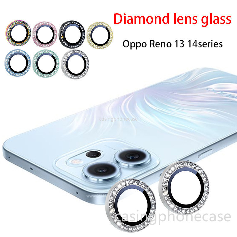 เหมาะสําหรับ OPPO Reno 16 15 14 13 Pro 16F 15F 14F 13F 4G 5G 2026 กล้องเพชรกระจกโลหะป้องกันฟิล์ม