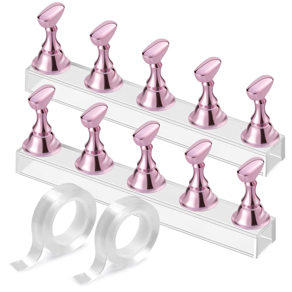 Etercycle ขาตั้งอะคริลิคเล็บขาตั้งจอแสดงผลฝึกเล็บสําหรับภาพวาดเล็บแม่เหล็กฝึกขาตั้งเทปสองด้านสําหรับ