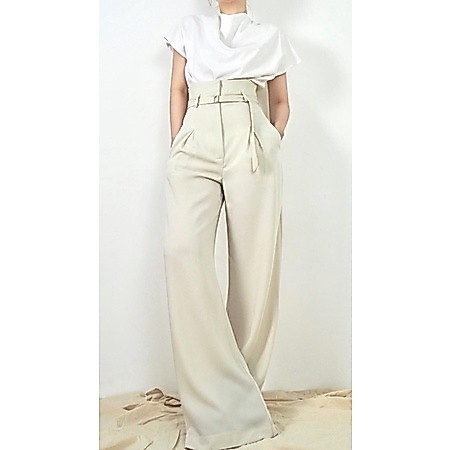 corset waist trousers (white pearl สีขาวอมครีม) รูปที่ 2
