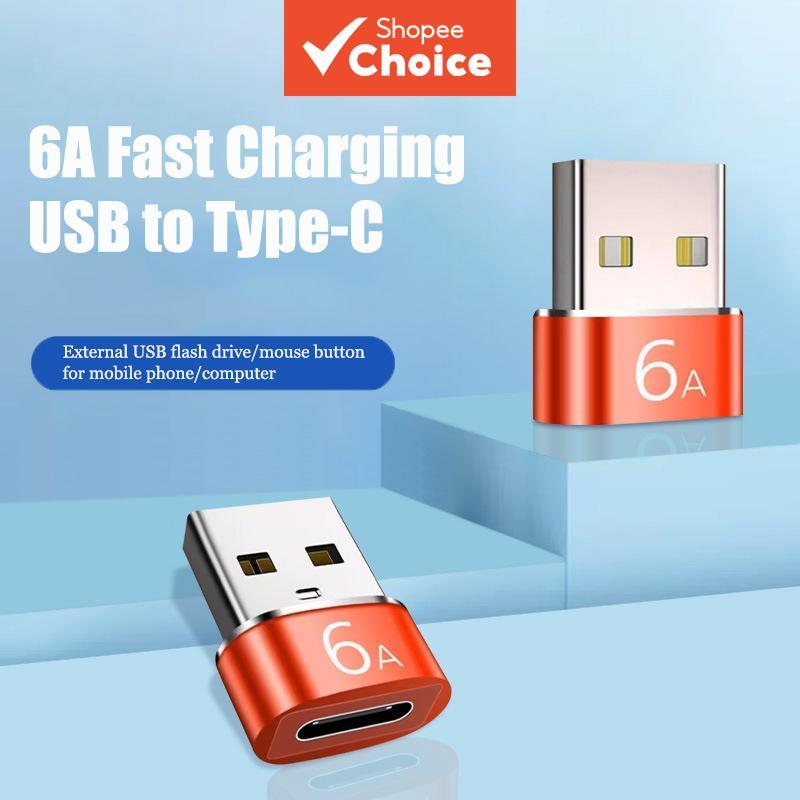 อะแดปเตอร์ USB เป็น Type-C แบบหมุนได้ สายชาร์จข้อมูล PD 6A อะแดปเตอร์มือถือ พอร์ตแปลง USB-C