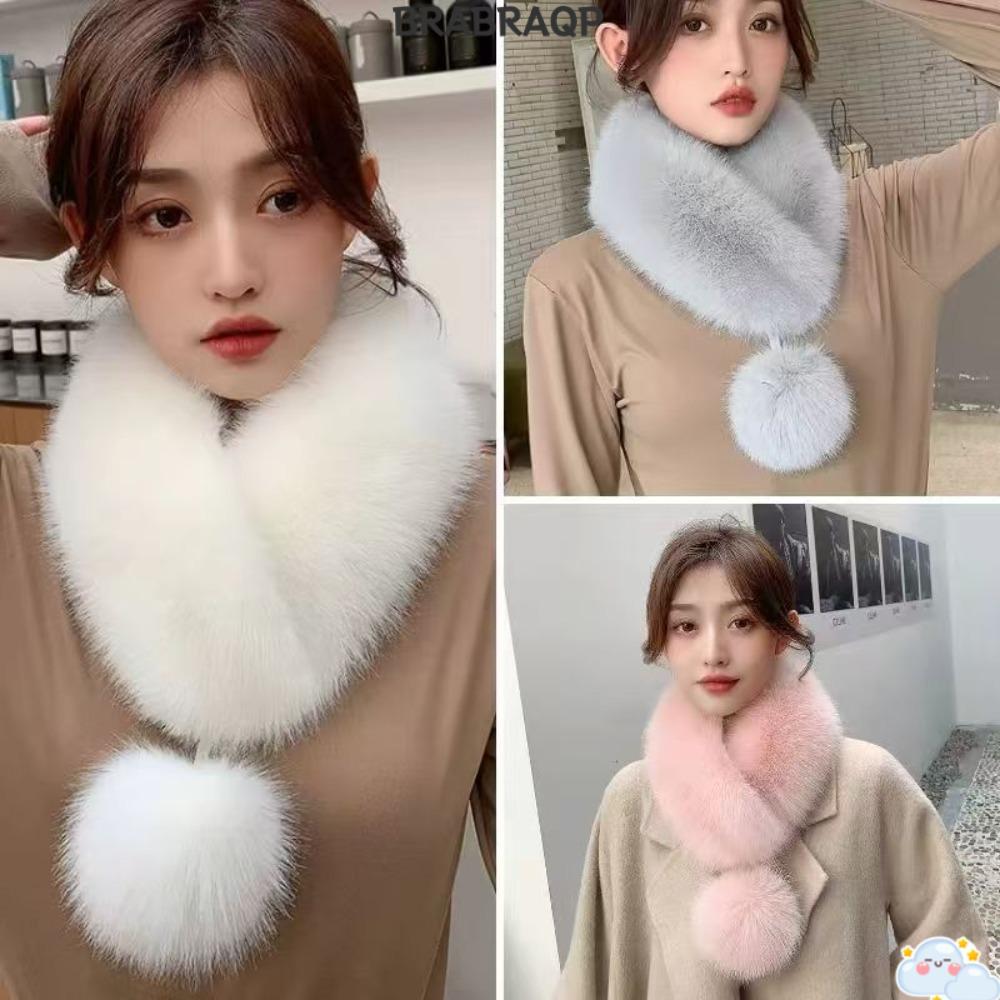 BRABRAA คออุ่น Snood, Faux FUR Plush Faux FUR ผ้าพันคอ,แฟชั่นหนา Loop Shape FUR Collar Trim ฤดูใบไม้