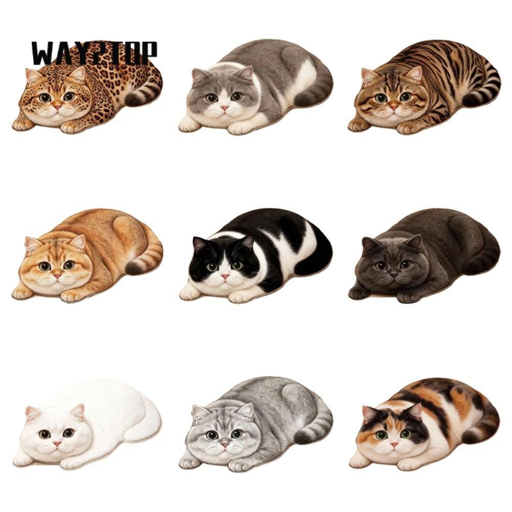 WAY2TOP พรมตกแต่งบ้าน ทําความสะอาดง่าย 2D พรมพื้นที่รูปแมว, กันลื่นนุ่มป้องกันการเปรอะเปื้อนการ์ตูนพรมห้องนอน