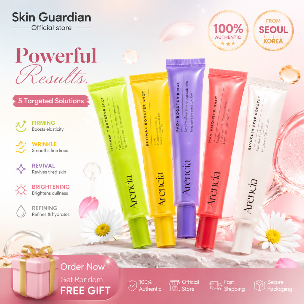 Arencia Multi-Active Booster Shot Ampoule 30ml วิตามินซีกระจ่างใสหมองคล้ําจุดด่างดํา Retinal Smooth Fine Lines Firm Skin PDRN Repair Sensitive Irritation NAD Revive Tyred Skin Concen