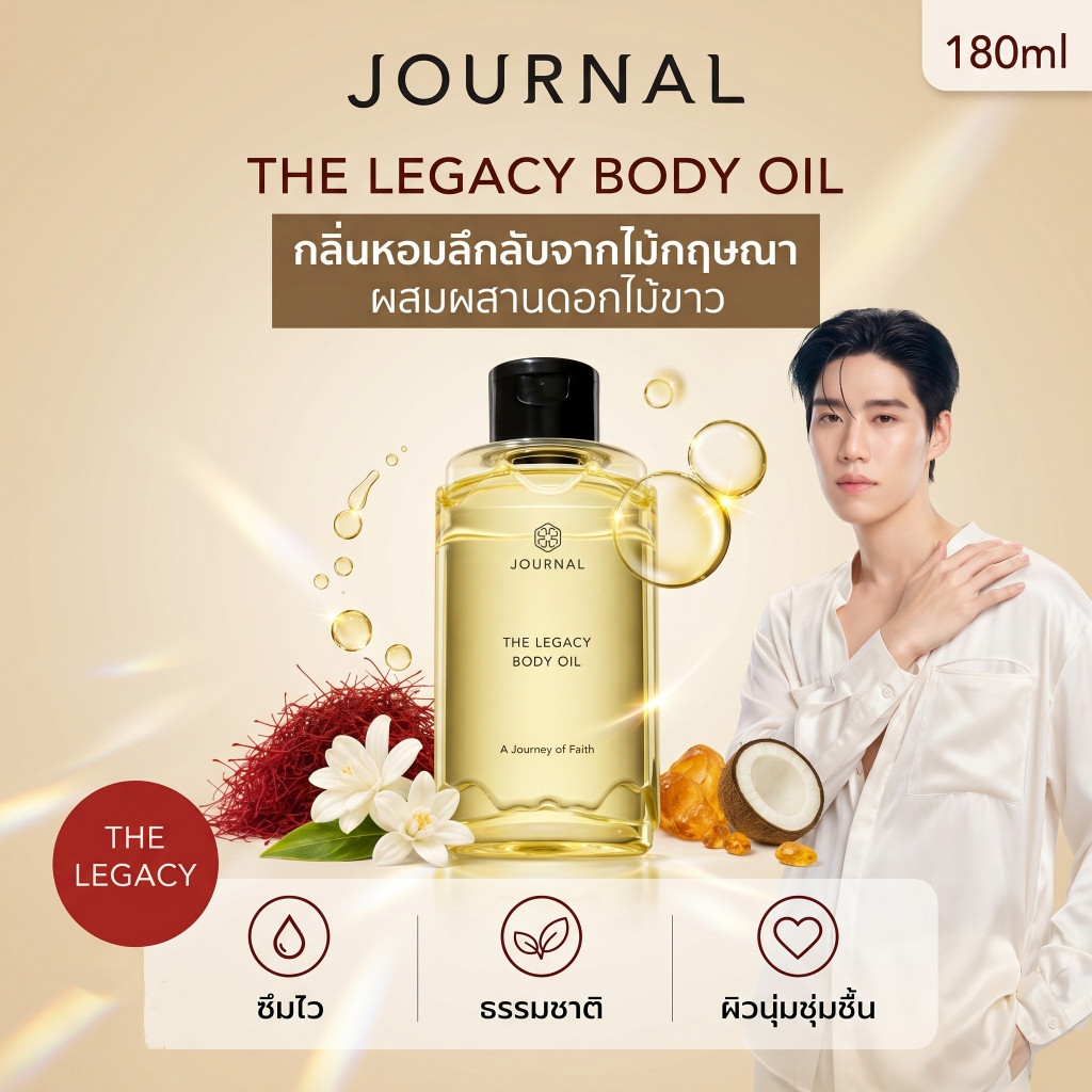 [ของแท้ 100%] Journal First Love/NANG RAM/ The Legacy Body Oil 180 ml. มอยเจอร์ไรเซอร์บํารุงผิวกายพืชธรรมชาติ