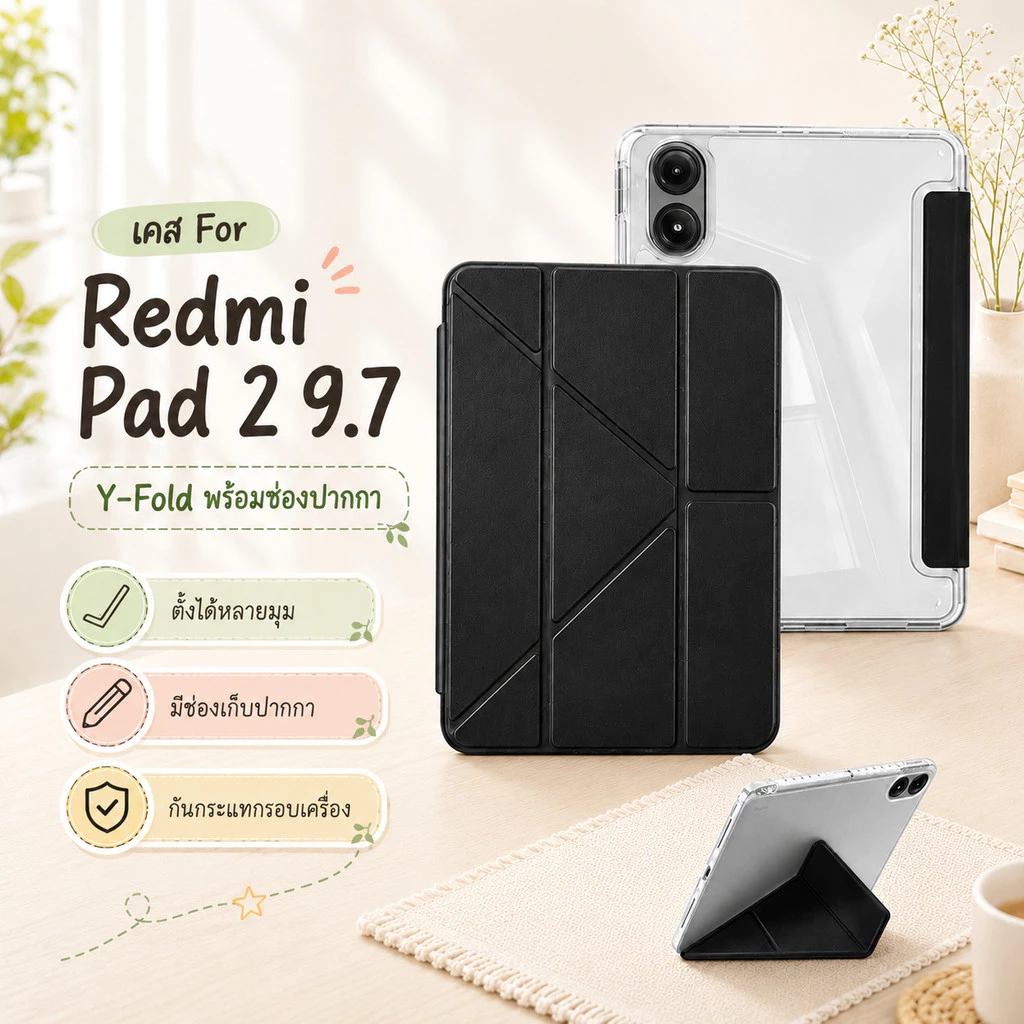 เคสหนังอะคริลิคใสสำหรับไอแพดมีที่ใส่ปากกา Redmi Pad 2 9.7/11 นิ้ว Pad SE 11/8.7 Mi 6/7/8Pro Y-type