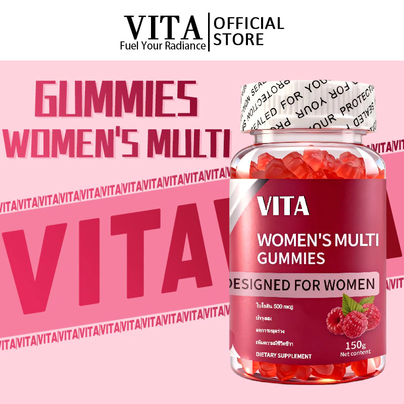 VITA เพศหญิงวิตามินรวมกัมมี่ คอลลาเจน อาหารเสริม ฮอร์โมนเพศหญิง Women's Multivitamin Gummy Dietary Supplement 60Gummies