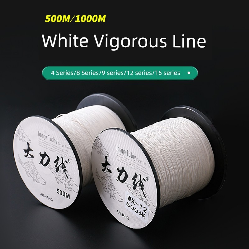 สาย pe ถัก 4 สาย pe ถัก 8 สาย pe ถัก 12 สีขาวสูง Horsepower ตกปลา 1,000m Super Tension Anti-Bite Lin