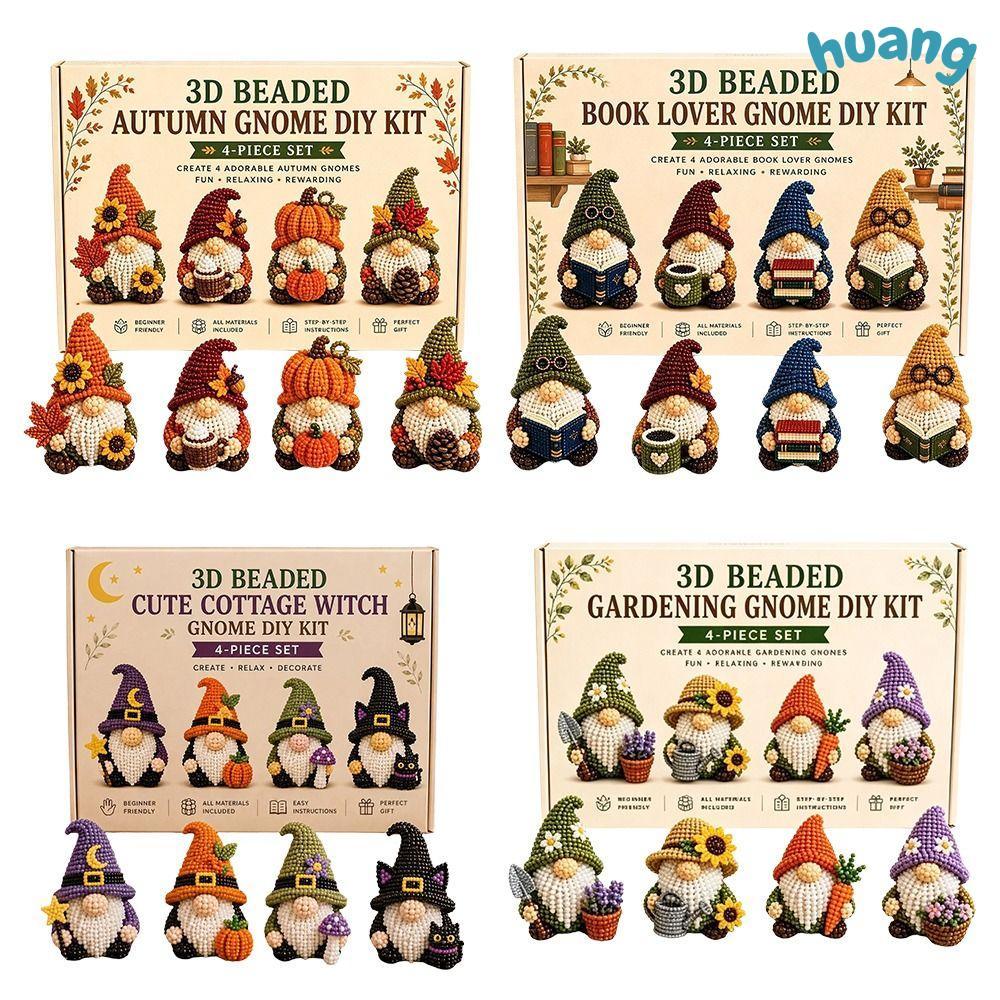 LONNG ชุด DIY ลูกปัด Gnome, พลาสติก DIY ลูกปัด Gnome Craft Kit, ทําด้วยมือตกแต่งลูกปัด Gnome DIY ชุด