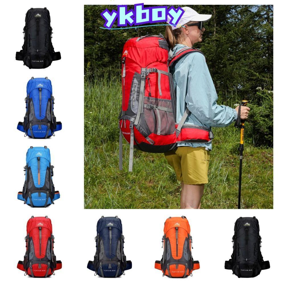 YKBOY กระเป๋าเป้สะพายหลังแคมป์ปิ้ง, 70 L กระเป๋าเป้เดินทางขนาดใหญ่, สายสะพายใช้งานได้จริง, กระเป๋ากี