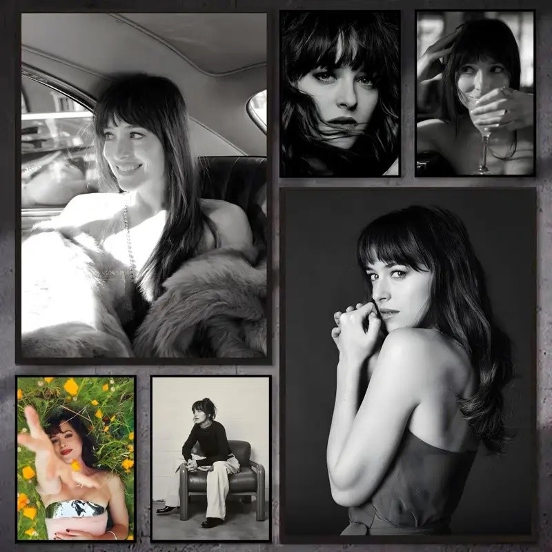 คนดัง D-Dakota Johnson โปสเตอร์ศิลปะสีน้ํา Graffiti โปสเตอร์, Chic Wall Decor สําหรับห้องนั่งเล่น,สํ