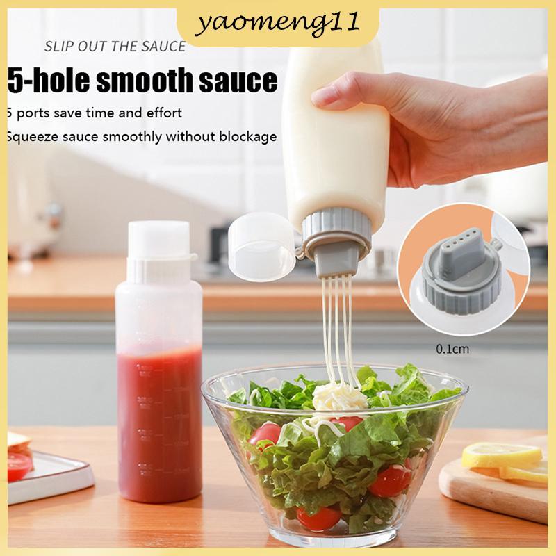 YM 1 PC 350/175ml 5 หลุมเครื่องปรุงรสบีบขวดซอสมะเขือเทศมัสตาร์ดบีบขวดซอส Dispenser Storage Jar อุปกร