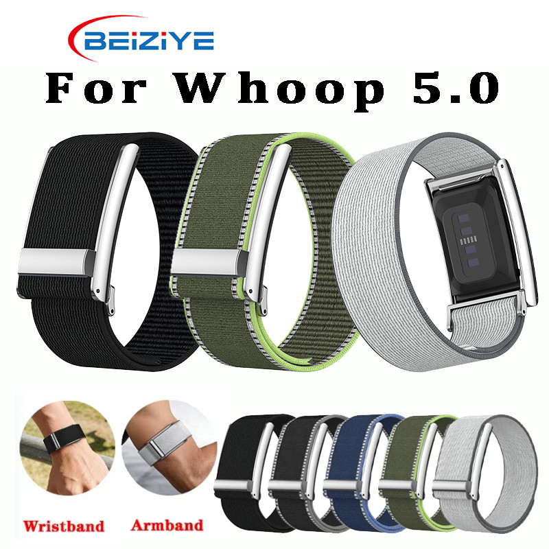 ปลอกแขนไนลอนสําหรับ Whoop 5.0/MG Wacth Band Biceps สายหนังกรอบโลหะสายรัดข้อมือแบบปรับได้สําหรับ Whoo