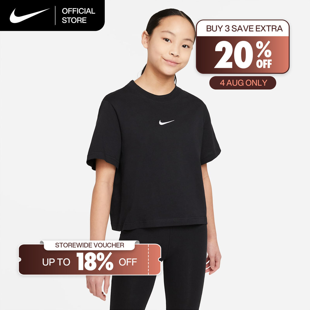 Nike Big Kids' (Girls') Sportswear T-Shirt - Black [DH5750-010]