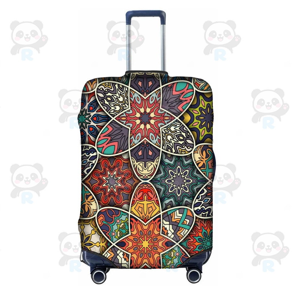 Merry ChristmasColorful Vintage Mandala Elements กระเป๋าเดินทาง Baggage Protector กระเป๋าเดินทางเหมา