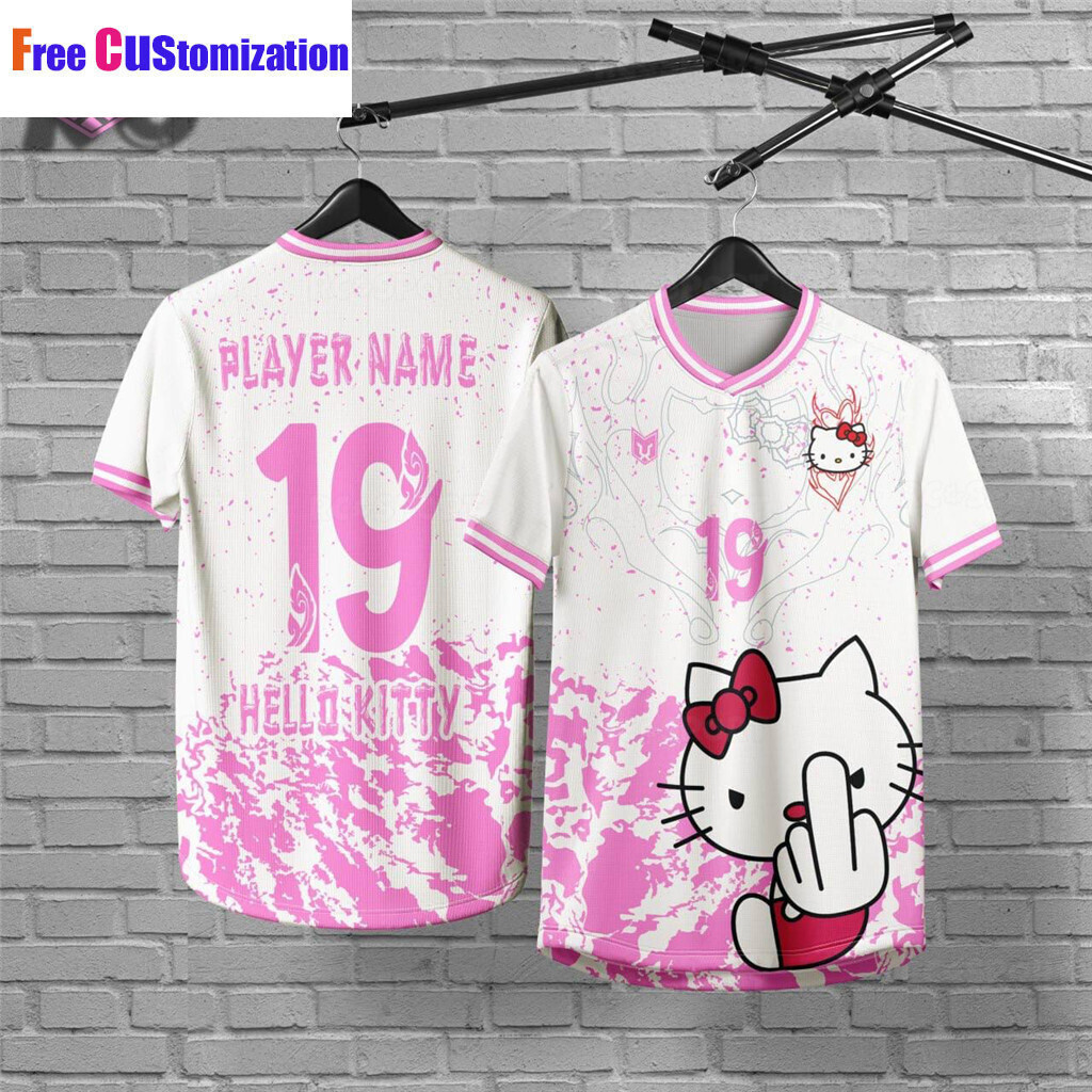 Custom NameMalaysia ใหม่ Hello Kitty Design Jersey ฟรี Custom Baju Jersey Lelaki Unisex 3D Sublimat 