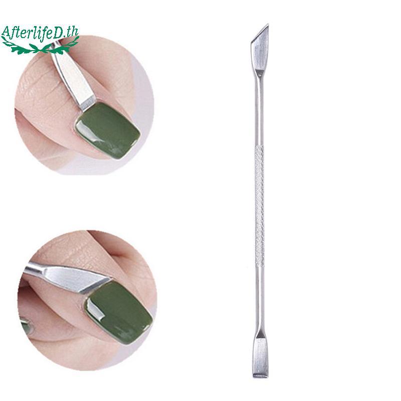 AF 1XNail Cuticle Remover ทําความสะอาดผิวสแตนเลสสองด้านช้อน Pusher Art เครื่องมือ A