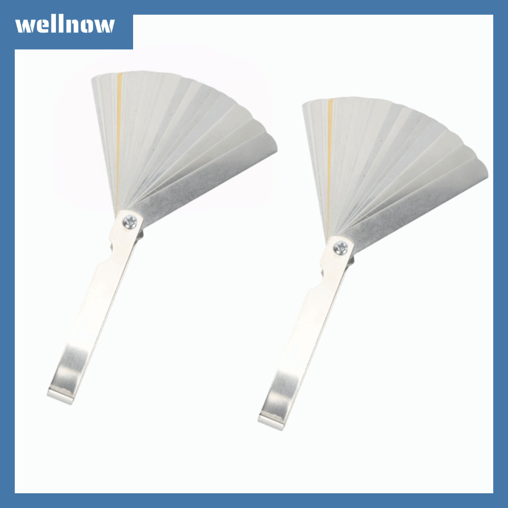 WELLNOW 2 ชิ้น Feeler Gauge ชุด, เมตริกและ Imperial 32 ใบมีดเรียว Feeler Gauge, ทนทานทองแดง Filler G