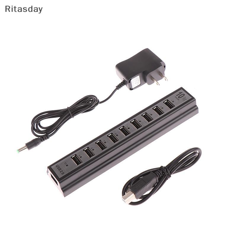 Ritasday Power Adapter Usb Charger Hub Adapter Hi-speed Multi Hub 10 พอร์ตสําหรับแล็ปท็อปพีซีใหม่