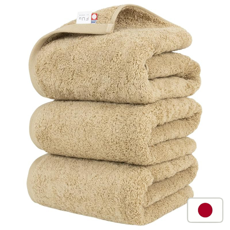OruTa Imabari Towel Bath Towel Set of 3 100% Cotton Thick Absorbent Quick Dry Durable FUu 60x125cm G
