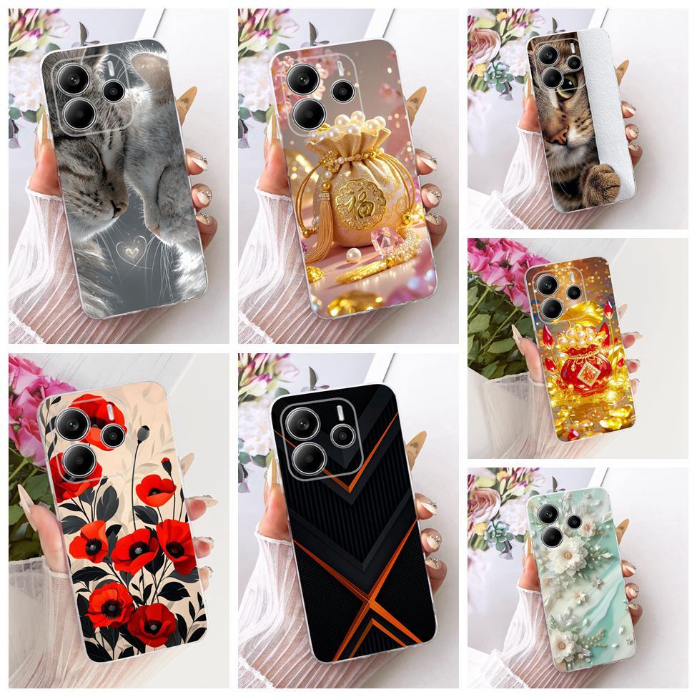 ปลอกใสสําหรับ Redmi หมายเหตุ 14 4G กรณีน่ารักการ์ตูนแฟชั่นผีเสื้อตลกทาสี 24117RN76O 24117RN76G