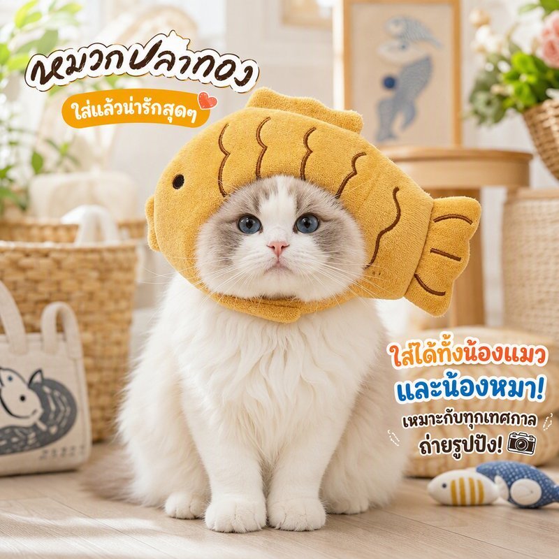 หมวกแมว หมวกสัตว์เลี้ยง หมวกสุนัข คลุมหัว ลายแพนด้า หมี หมู คอสเพลย์ ฮาโลวีน ถ่ายรูป
