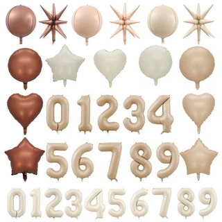 (ร้านไทย) ลูกโป่งฟอยล์ตัวเลข 32นิ้ว สีขาวนมครีม สีคาราเมล ขาวนม ใช้ตกแต่งวันเกิด