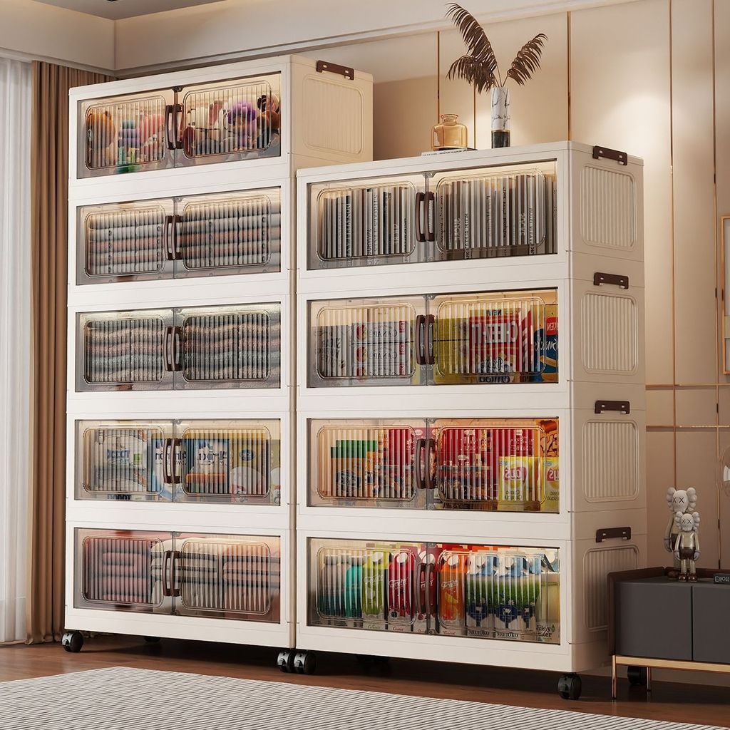 90 ซม.ความจุขนาดใหญ่ตู้เก็บพับได้ห้องนั่งเล่นขนม Sundries Locker ห้องนอน Simple Multi-Layer เสื้อผ้า