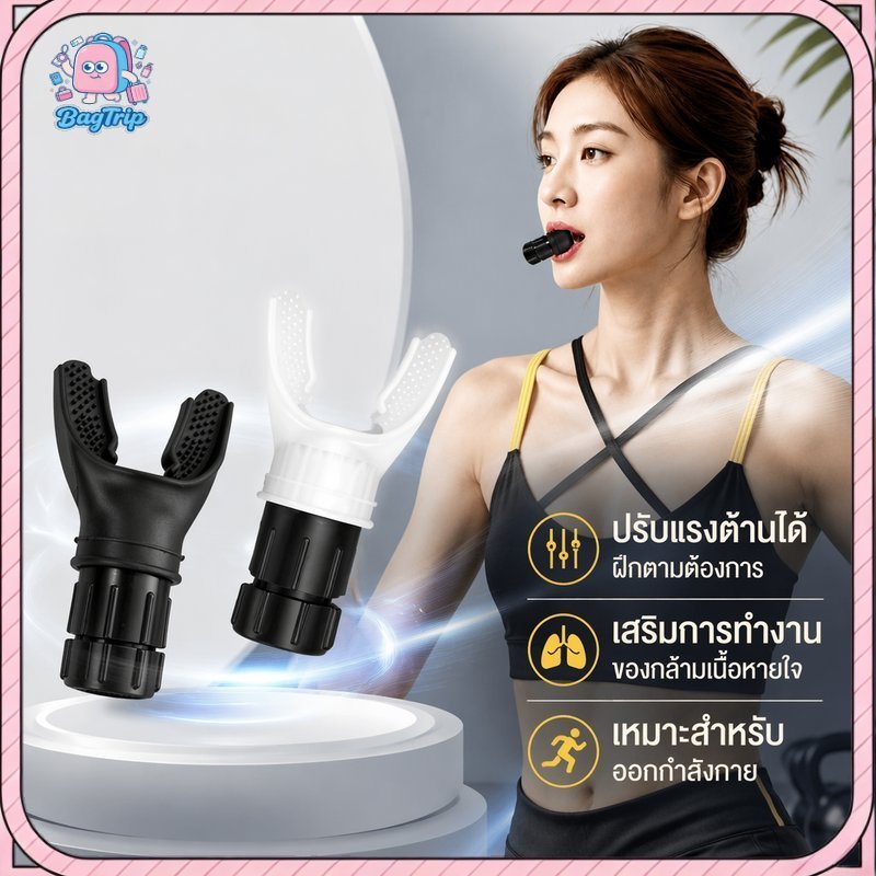 อุปกรณ์ฝึกหายใจ เทรนเนอร์ปอด ซิลิโคน ปรับแรงต้าน ฝึกกล้ามเนื้อหายใจ วิ่ง ว่ายน้ำ ฟิตเนส