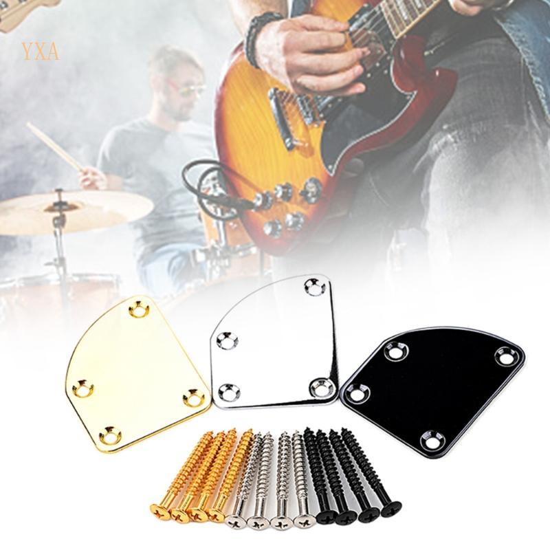 YXA กีตาร์ไฟฟ้าคอแผ่นพร้อมสกรู 4 หลุมกีตาร์คอ Joint Board เปลี่ยน Neckplate กีตาร์ไฟฟ้า Bass Pa