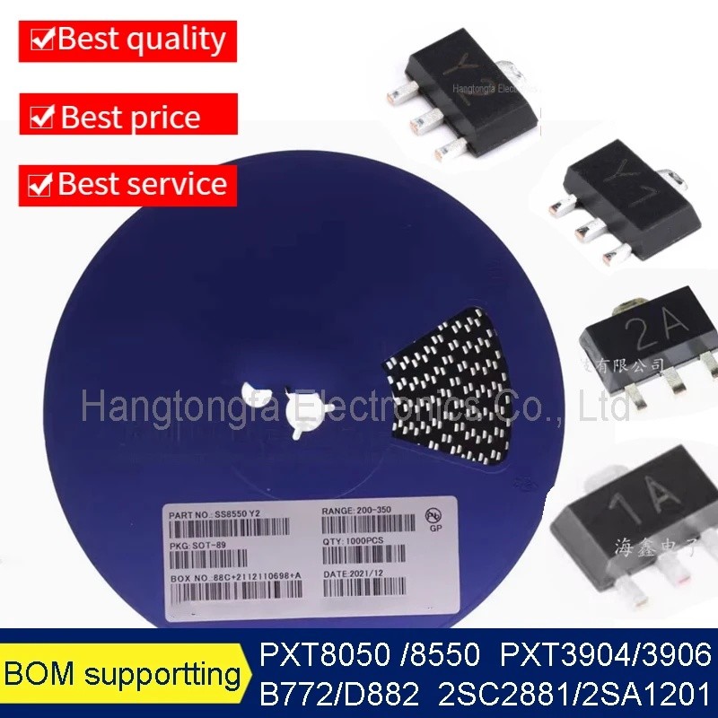 1000 PXT8050 Y1 8550 Y2 3904 1A 3906 2A 2SB772 2SD882 2SC2881 CY 2873 MY SOT89 2SA1201 DY 2SA NY A17