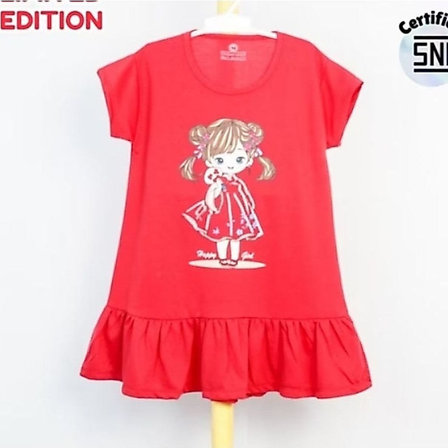 MERAH GIRLS DRESS 2-6 YEARS OLD RED CHILDRENS DRESS