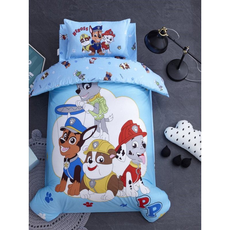 ชุดผ้าห่มสำหรับเด็กอนุบาล Paw Patrol ทำจากผ้าฝ้ายแท้ 3 ชิ้น สำหรับการนอนพักผ่อนของเด็ก ชุดเครื่องนอน