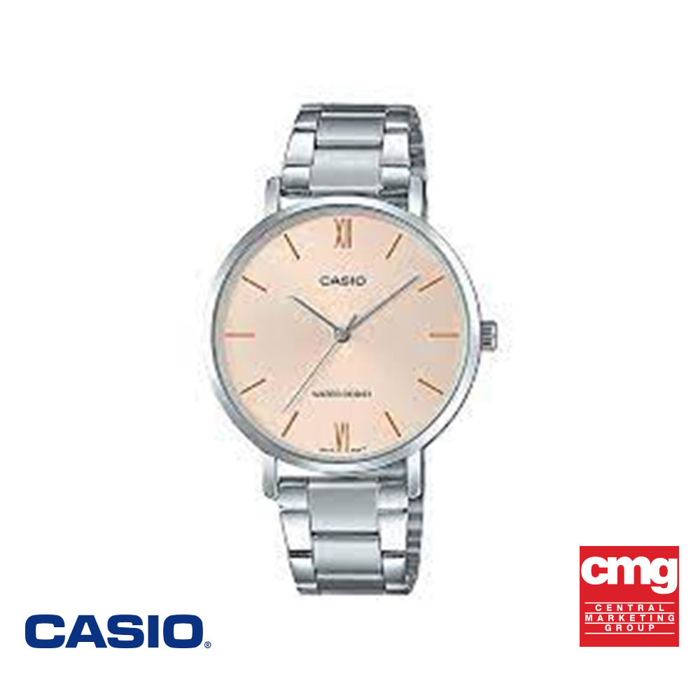 CASIO นาฬิกาข้อมือ CASIO รุ่น LTP-VT01D-4BUDF วัสดุสเตนเลสสตีล สีส้ม