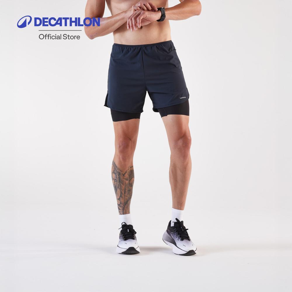 Decathlon Men'S 2 In 1 Running Shorts กางเกงวิ่งขาสั้น 2-In-1 สำหรับผู้ชาย รุ่น Kiprun Run 500 Comfort - Black
