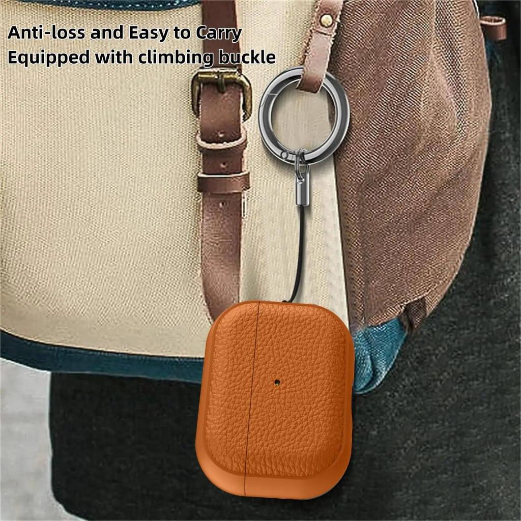 เคสแอร์พอด AirPod 5/4/4 ANC การออกแบบพื้นผิวหนังสําหรับเคส แถมฟรีพวงกุญแจ เคสหนัง For AirPods Pro 3rd Gen 2025 รูปที่ 2