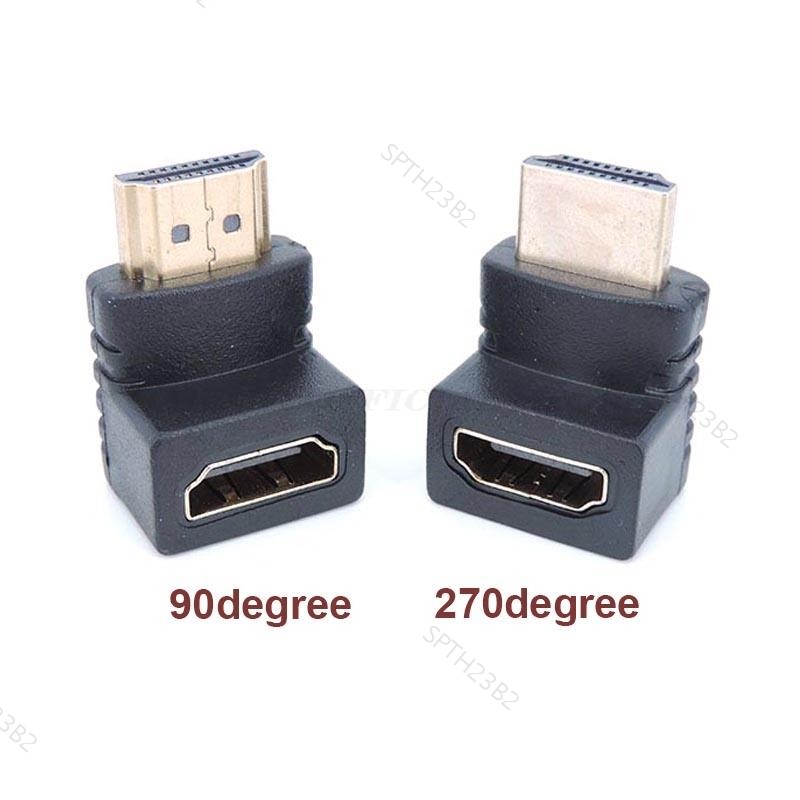 HDMI-ใช้งานร่วมกับตัวแปลงชายหญิงอะแดปเตอร์มุมขวาข้อศอกสําหรับ HDTV TV สาย 90 270 องศา TH23B2