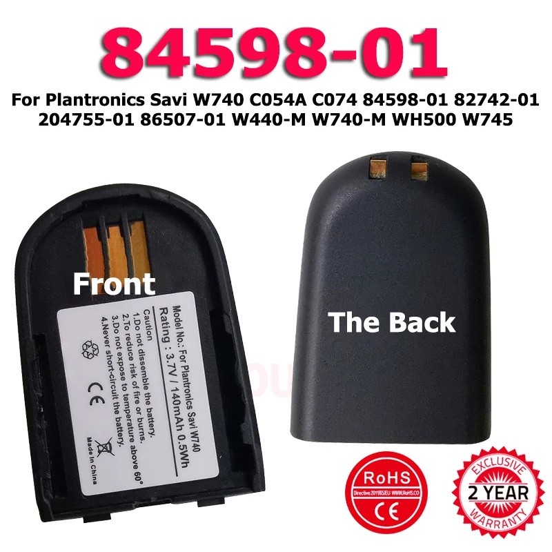 84598-01 เปลี่ยนแบตเตอรี่สําหรับ Plantronics Savi W740 C054A C074 84598-01 82742-01 204755-01 86507-