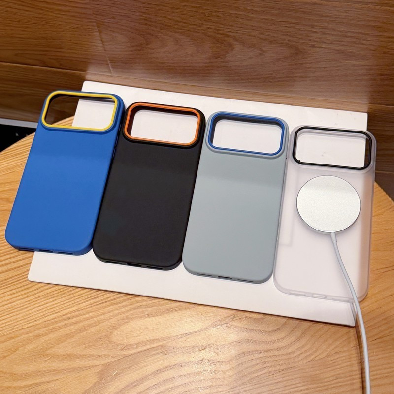 เคส IPhone 17/16/15/14/Pro/ProMax/Air/E เย็บสองสีการดูดซึมแม่เหล็กน้ําหนักเบา Rock Sand ผิวรู้สึก No