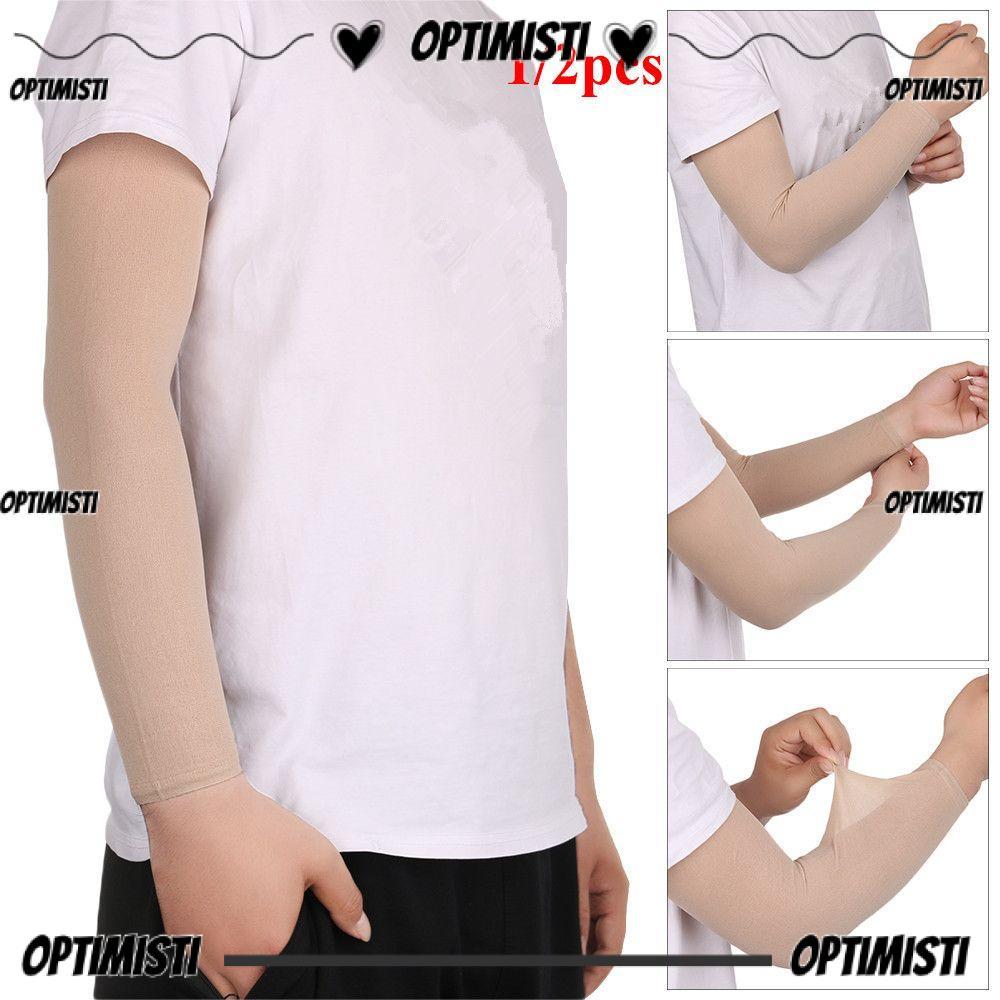 OPTIMISTI8E 1/2 ชิ้น Compression Sleeves Sun Protection Skin Color Arm Warmer Forearm Concealer