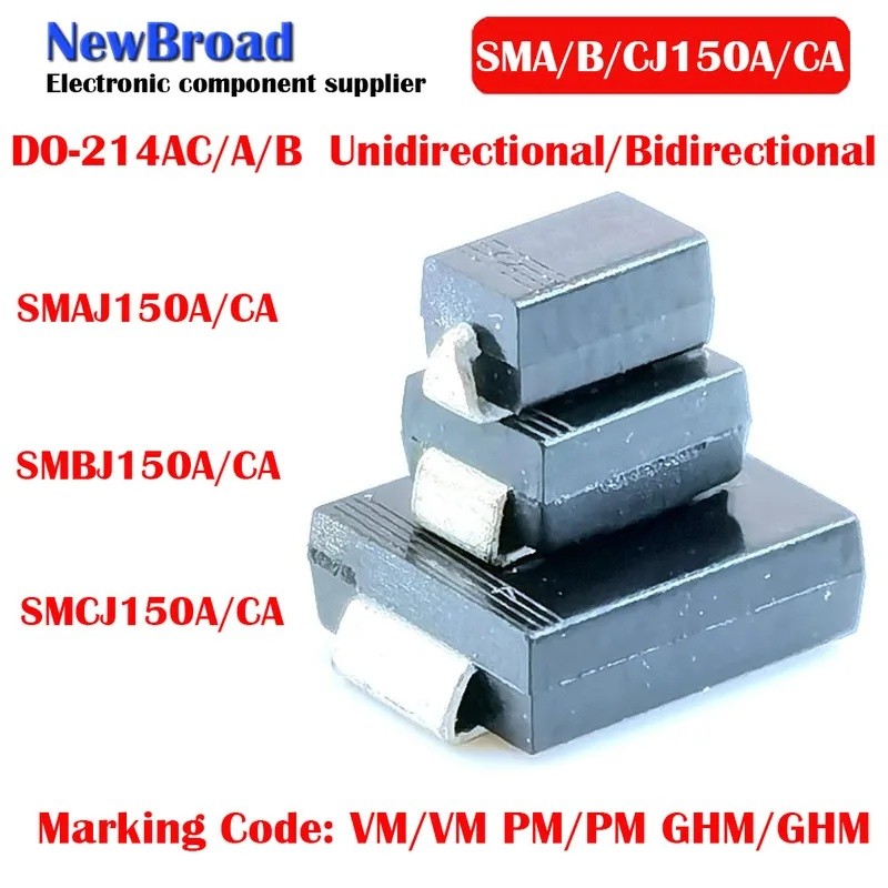 10PCS SMAJ150A VM SMBJ150A PM SMCJ150A GMM SMAJ150CA VM SMBJ150CA PM SMCJ150CA GMM SMD TVS ไดโอด Uni