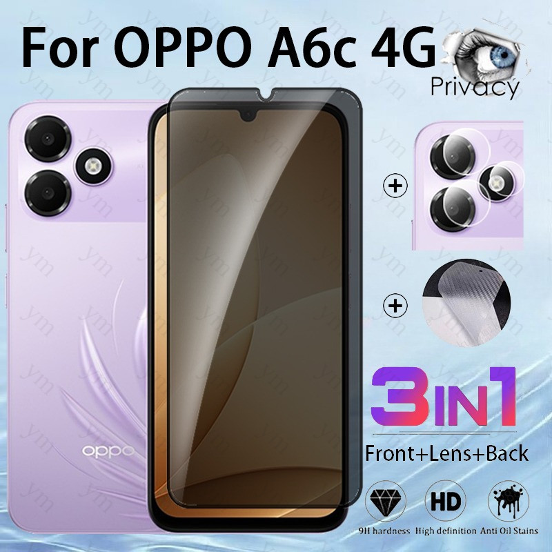 3 in 1 OPPO A6c Anti-peeping 9Dกระจกนิรภัยป้องกันหน้าจอสําหรับOPPO Reno 14 15 16 16F A6 A6K A6S A6X 