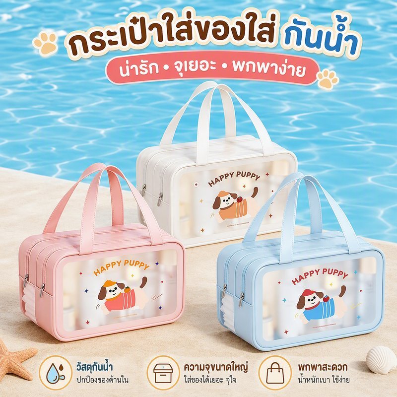 กระเป๋าว่ายน้ำ กันน้ำ แยกแห้งเปียก ความจุใหญ่ ลายการ์ตูน กระเป๋าใส่เครื่องสำอาง กระเป๋าฟิตเนส พกพา